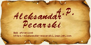 Aleksandar Pecarski vizit kartica